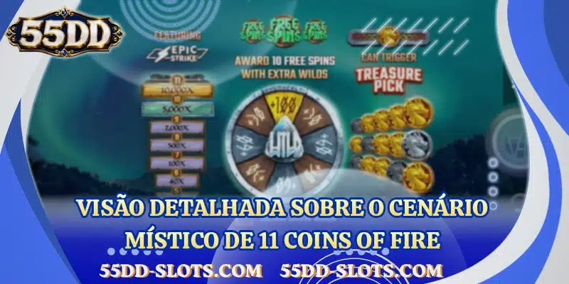 Visão detalhada sobre o cenário místico de 11 Coins of Fire